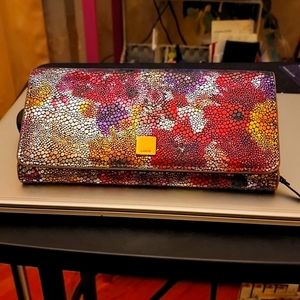 LODIS Wallet in Purple, Fuchsia, Gold and Silver Metallic leather